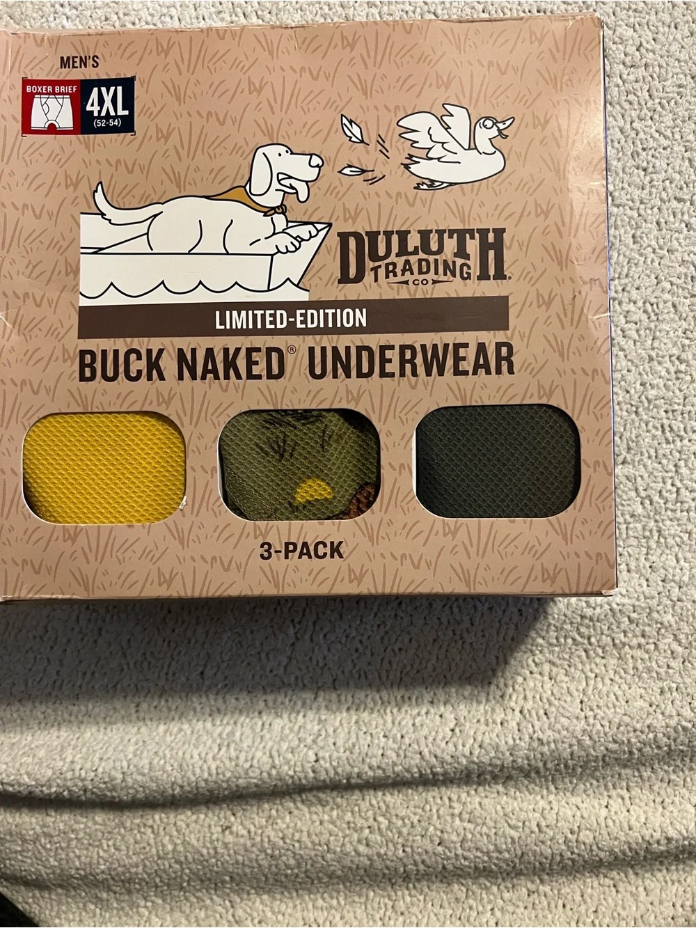 Duluth Trading Co Buck Naked 3-Pack Boxer Briefs - Yellow/Olive/Green